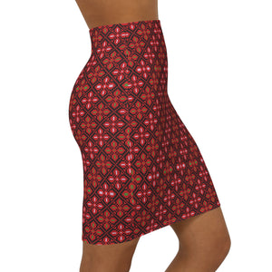 Tatreez Women's Mid-Waist Pencil Skirt (AOP)