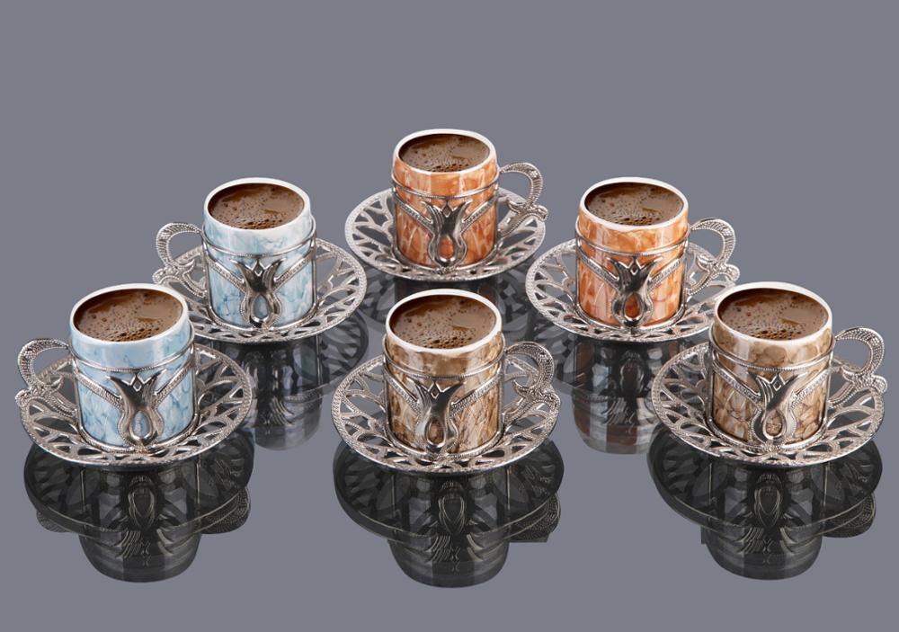 6 Turkish coffee cups set, Espresso Cups, 6 Demitasse Cups, Arabic Coffee  cups